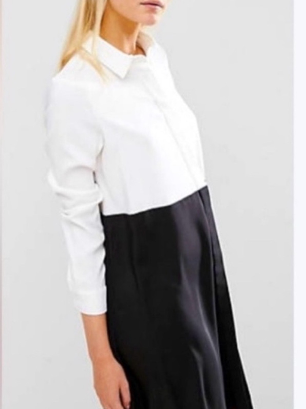 Theory Black White Colorblock Shirtdress Button Front Size 4 Mini Office Siren